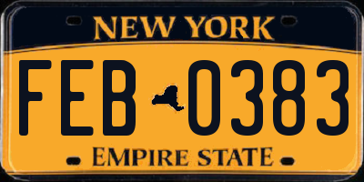 NY license plate FEB0383