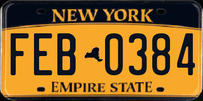 NY license plate FEB0384