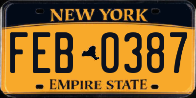 NY license plate FEB0387