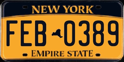 NY license plate FEB0389