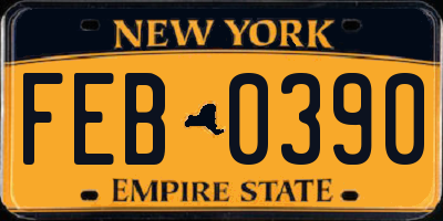 NY license plate FEB0390