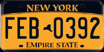NY license plate FEB0392