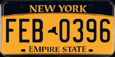 NY license plate FEB0396