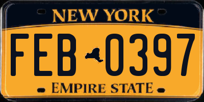 NY license plate FEB0397