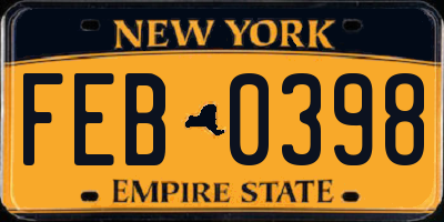 NY license plate FEB0398