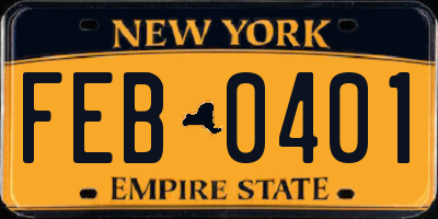 NY license plate FEB0401