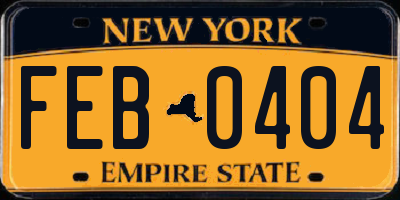 NY license plate FEB0404