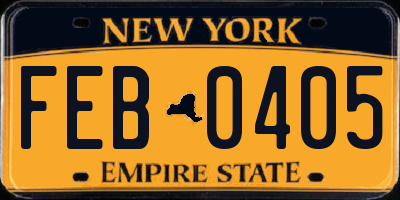 NY license plate FEB0405