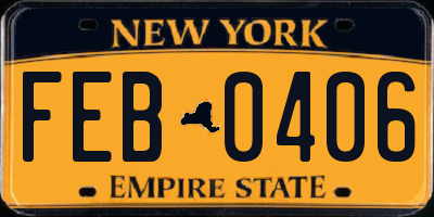 NY license plate FEB0406