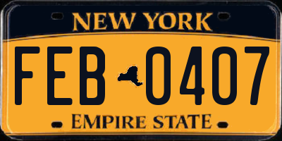 NY license plate FEB0407