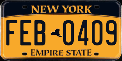NY license plate FEB0409