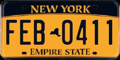 NY license plate FEB0411