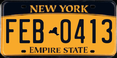 NY license plate FEB0413