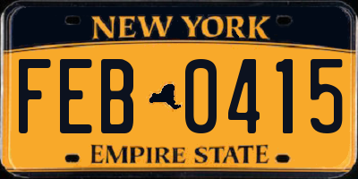 NY license plate FEB0415