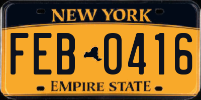 NY license plate FEB0416