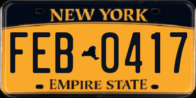 NY license plate FEB0417