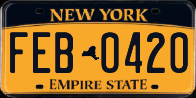 NY license plate FEB0420
