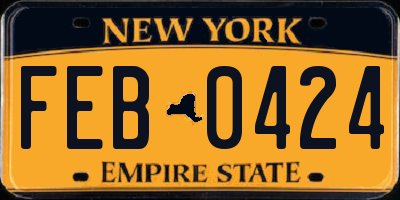 NY license plate FEB0424