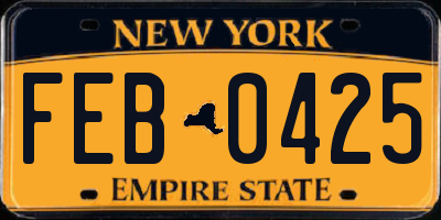 NY license plate FEB0425