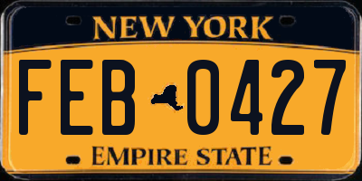 NY license plate FEB0427