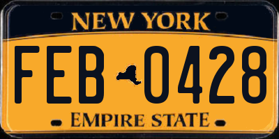 NY license plate FEB0428
