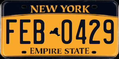 NY license plate FEB0429