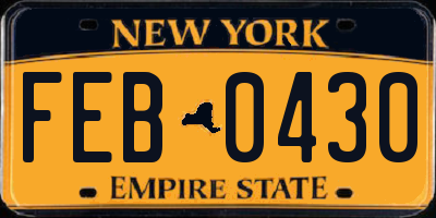 NY license plate FEB0430