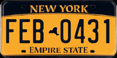 NY license plate FEB0431