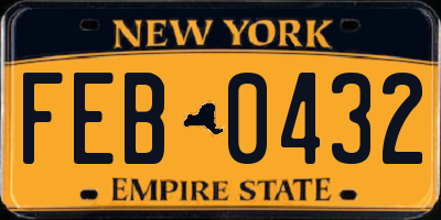 NY license plate FEB0432