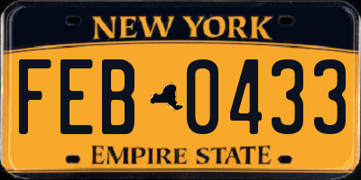 NY license plate FEB0433
