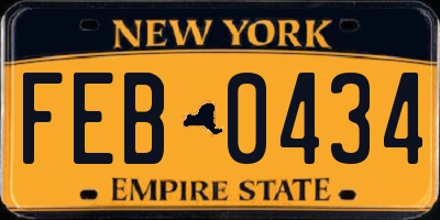 NY license plate FEB0434