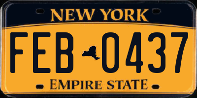 NY license plate FEB0437