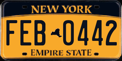 NY license plate FEB0442