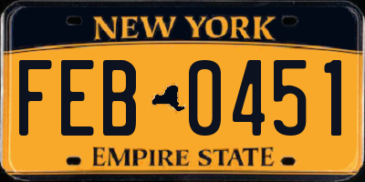NY license plate FEB0451