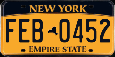 NY license plate FEB0452