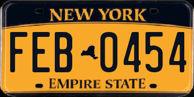 NY license plate FEB0454