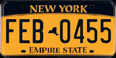 NY license plate FEB0455