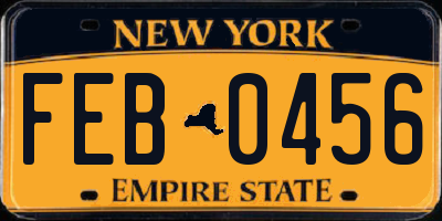 NY license plate FEB0456