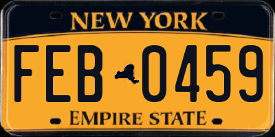 NY license plate FEB0459
