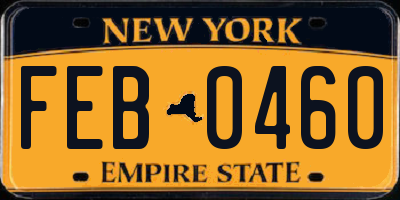 NY license plate FEB0460