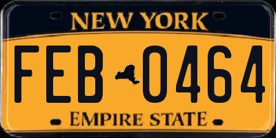 NY license plate FEB0464