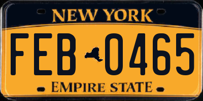 NY license plate FEB0465