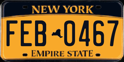 NY license plate FEB0467
