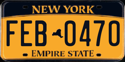 NY license plate FEB0470