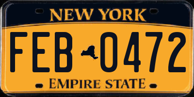 NY license plate FEB0472