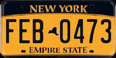 NY license plate FEB0473