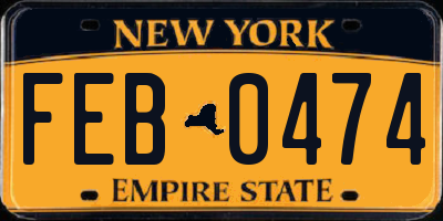 NY license plate FEB0474