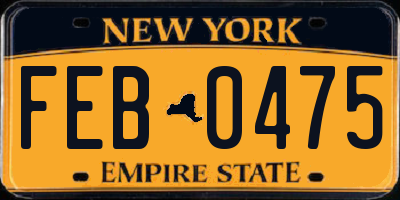 NY license plate FEB0475