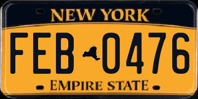NY license plate FEB0476