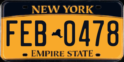 NY license plate FEB0478